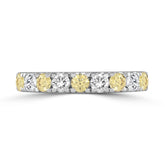 14K White Gold 1.00 CT Round Yellow & White Diamond Alternating Band Ring